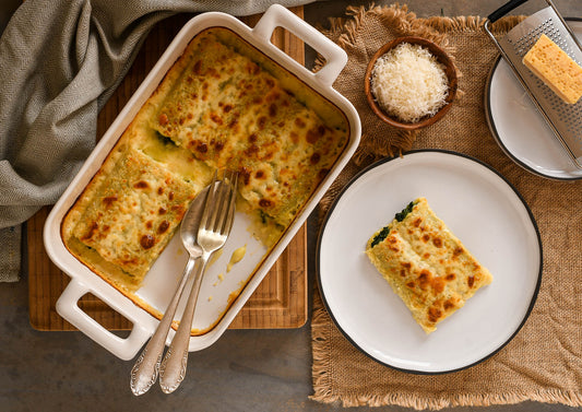 Canelones rellenos de espinacas y queso