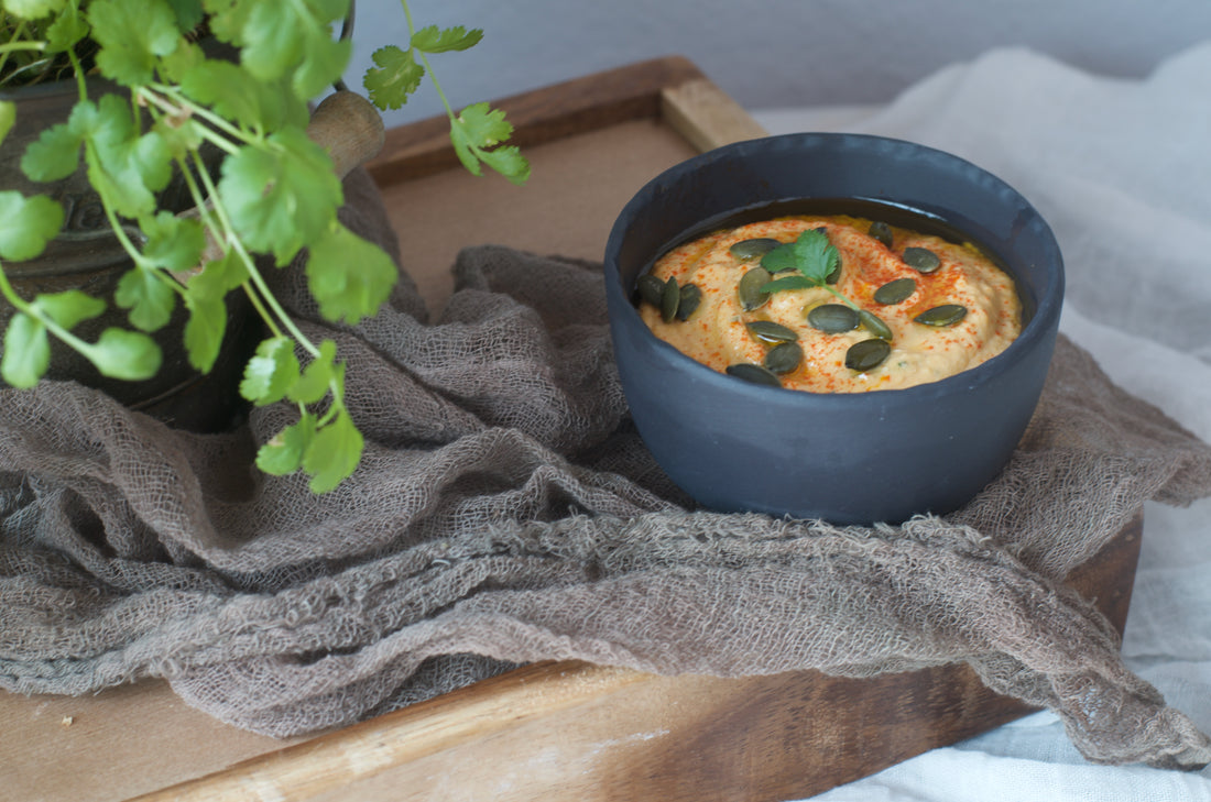 Crema de calabaza y queso gorgonzola y nueces pecanas