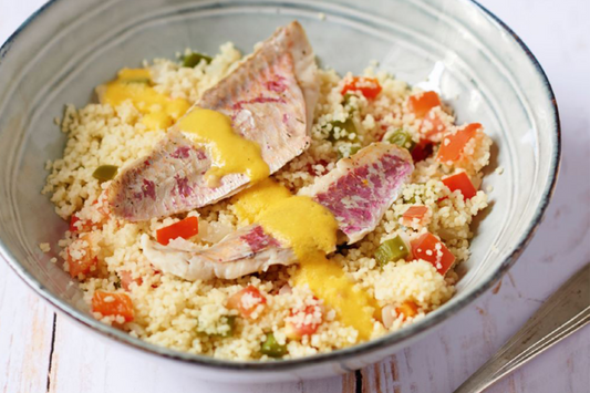 Tabulé con filetes de salmonete